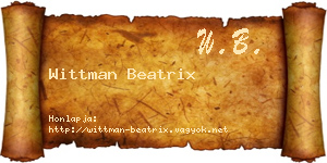 Wittman Beatrix névjegykártya